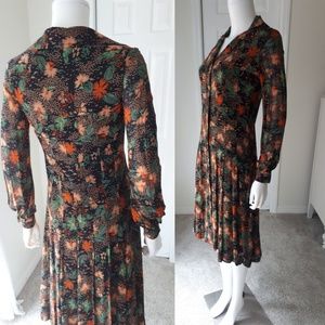 Vintage 1970's does 1930's Art Deco Crepe Dress